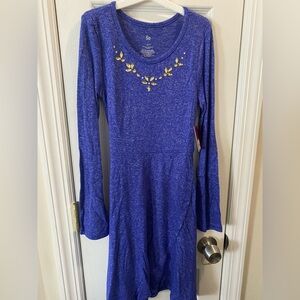 SO Heathered Purple Long Sleeve Top with Jewel Neck